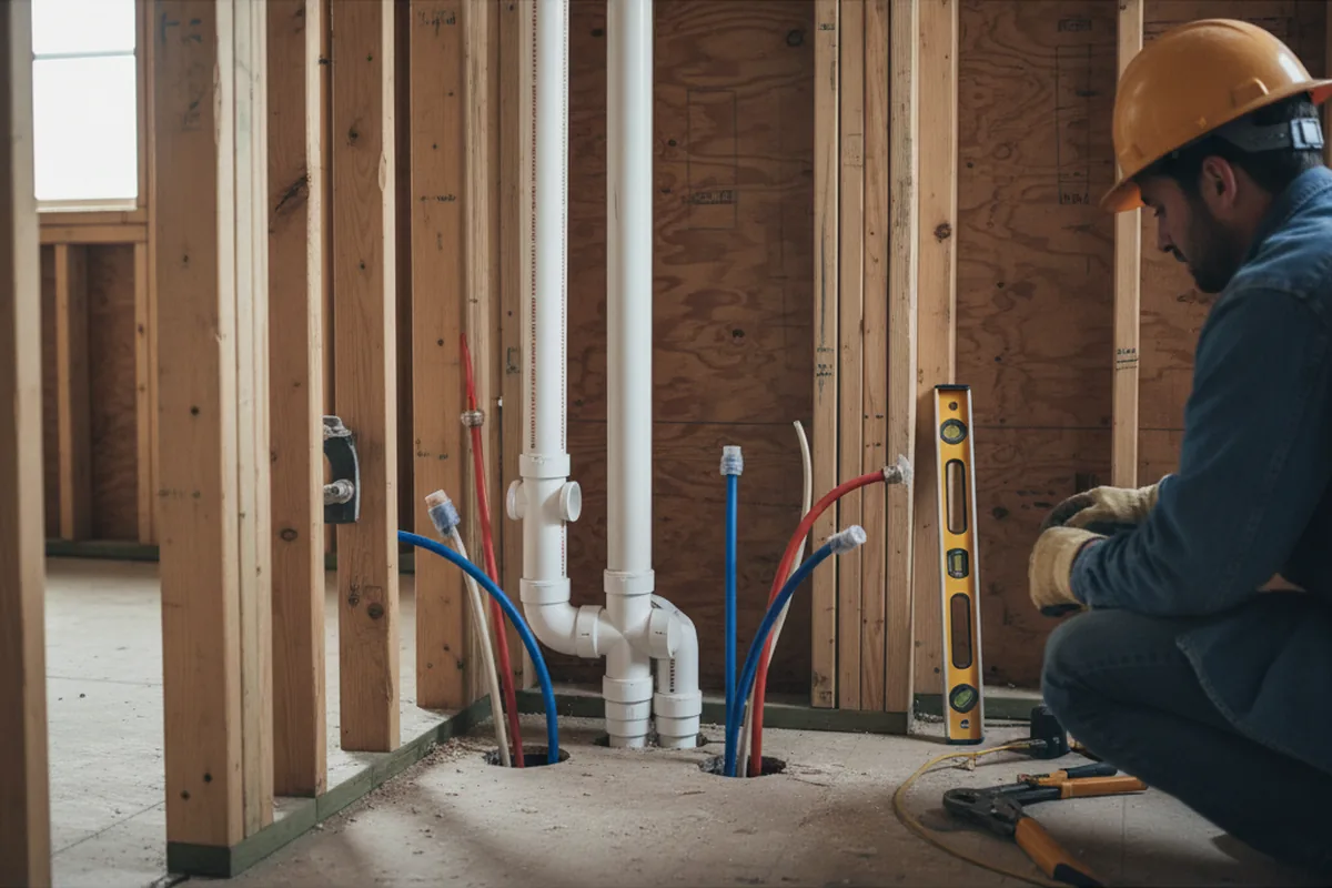 Drain and supply rough-in during Drain Cleaning in Brogue