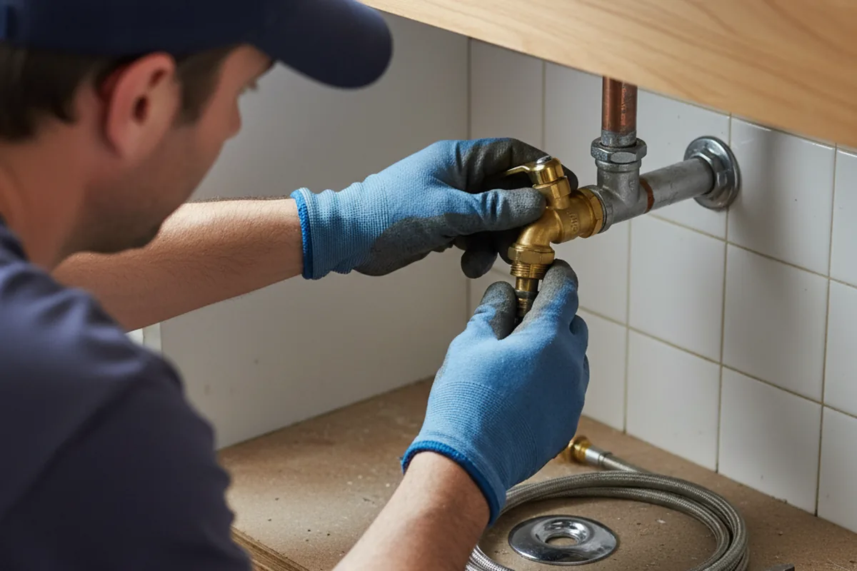 Shutoff valve and fitting work during Emergency Plumbing in Brogue